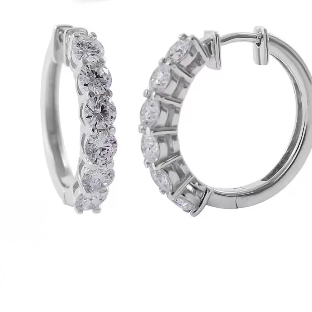 1.90 Carat Moissanite Hoop Earrings In Platinum Over Sterling Silver